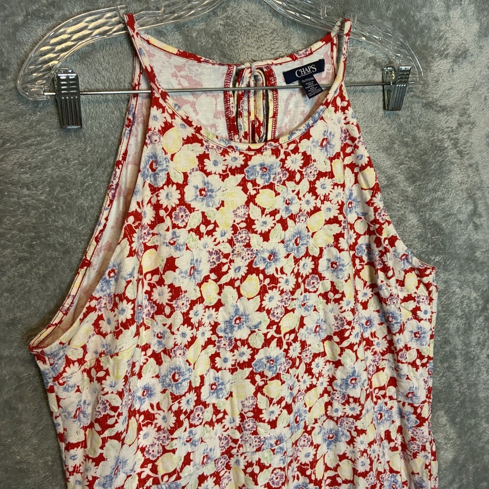 Chaps Women Floral Print Halter Midi Dress 2XL Plus Garden Party Colorful Summer